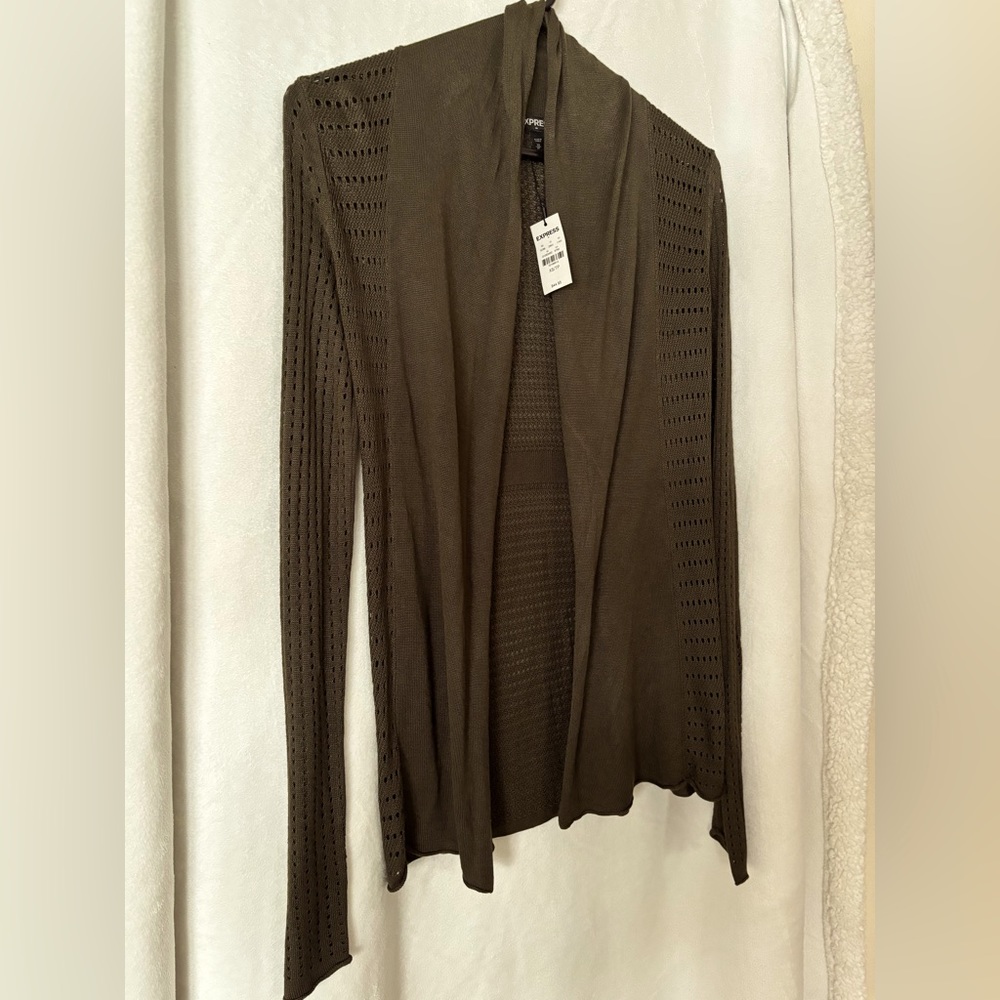 Express Olive Green Open Knit Sweater